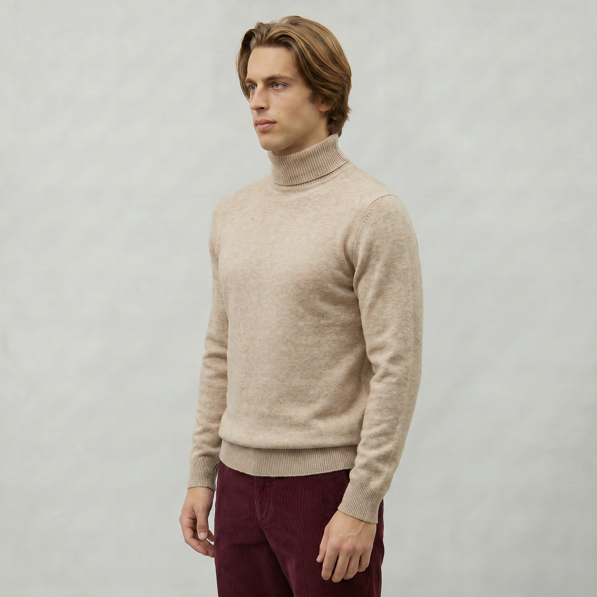 Men’s Roll Neck Skivvy Jumper - Long Sleeve Winter Sweater