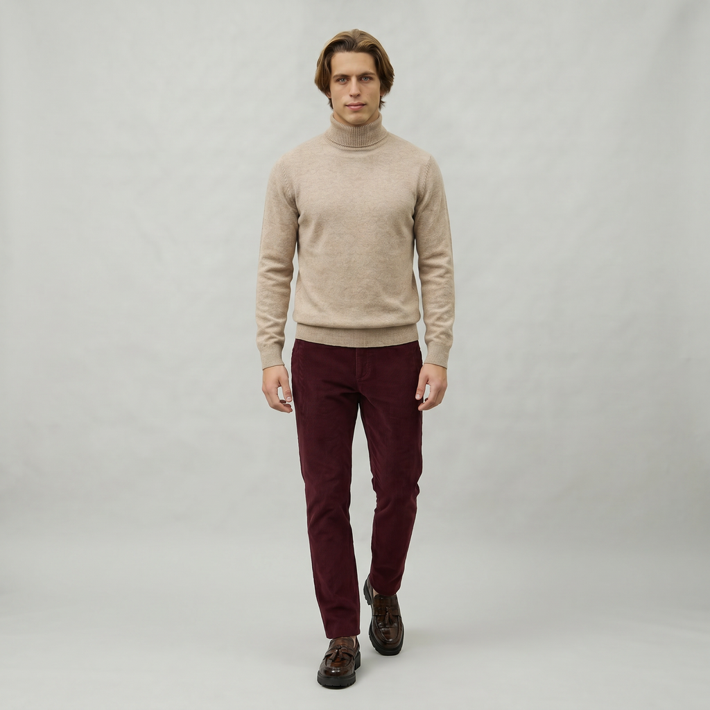 Men’s Roll Neck Skivvy Jumper - Long Sleeve Winter Sweater