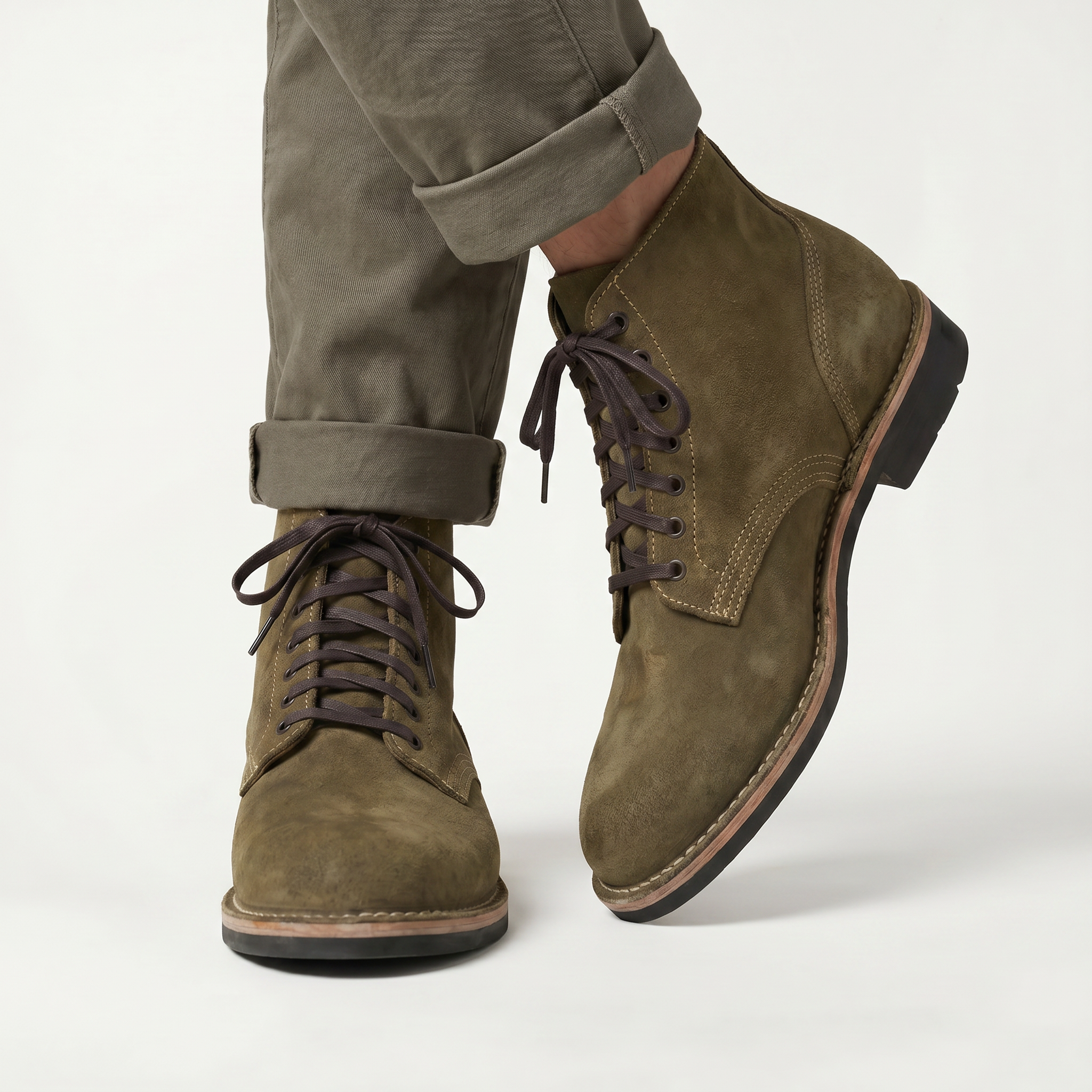 Men’s Round Toe Combat Boots - High-Top Lace-Up Fit