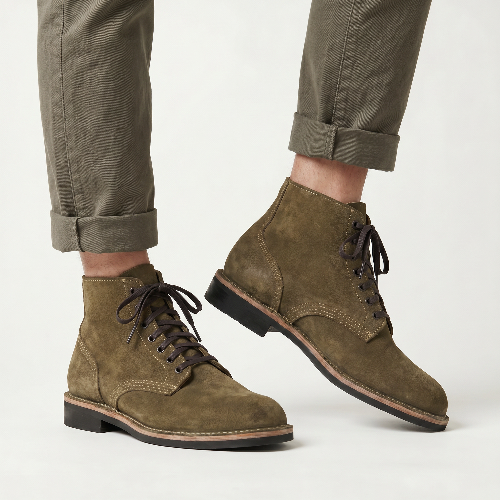 Men’s Round Toe Combat Boots - High-Top Lace-Up Fit