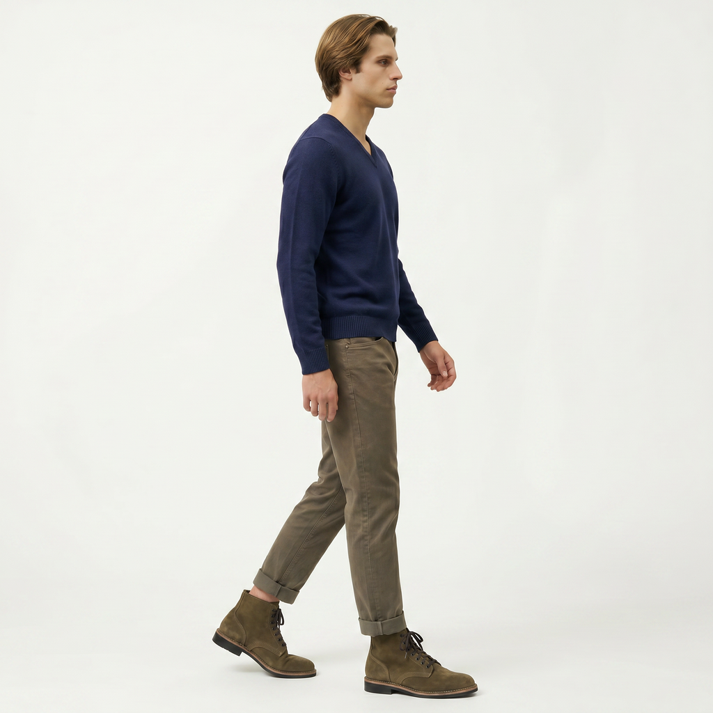 Men’s Round Toe Combat Boots - High-Top Lace-Up Fit