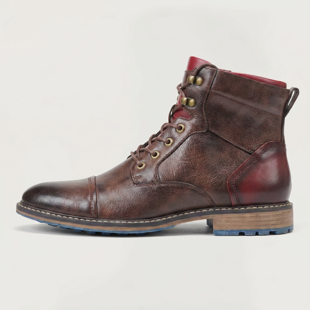 Men’s Rugged Lace Up Ankle Boots - Casual Leather Boots