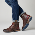 Men’s Rugged Lace Up Ankle Boots - Casual Leather Boots