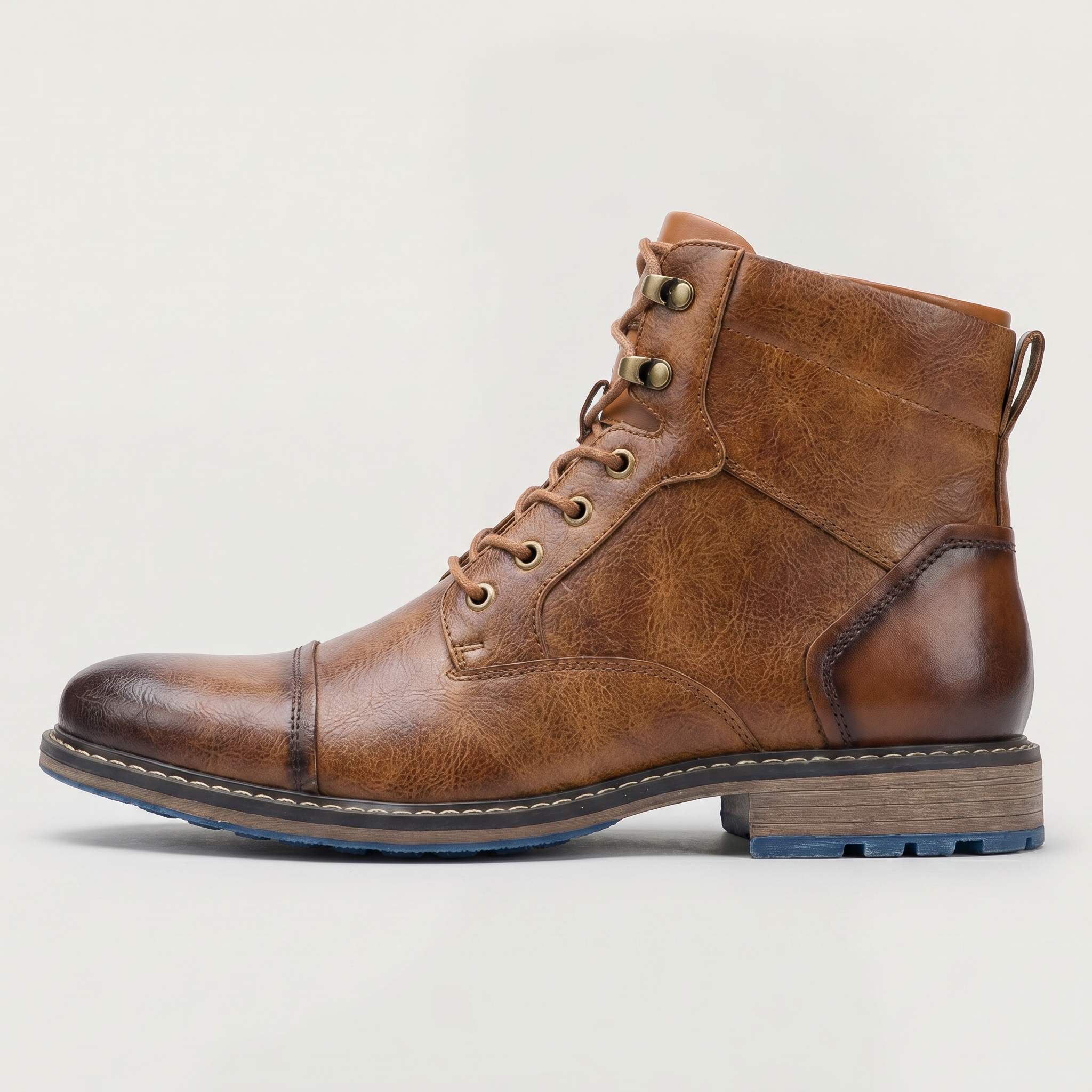 Men’s Rugged Lace Up Ankle Boots - Casual Leather Boots