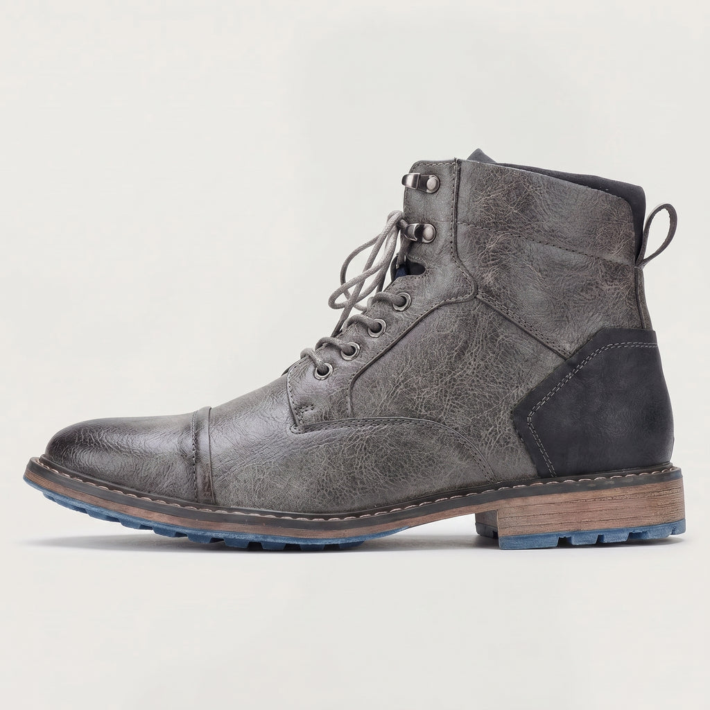 Men’s Rugged Lace Up Ankle Boots - Casual Leather Boots