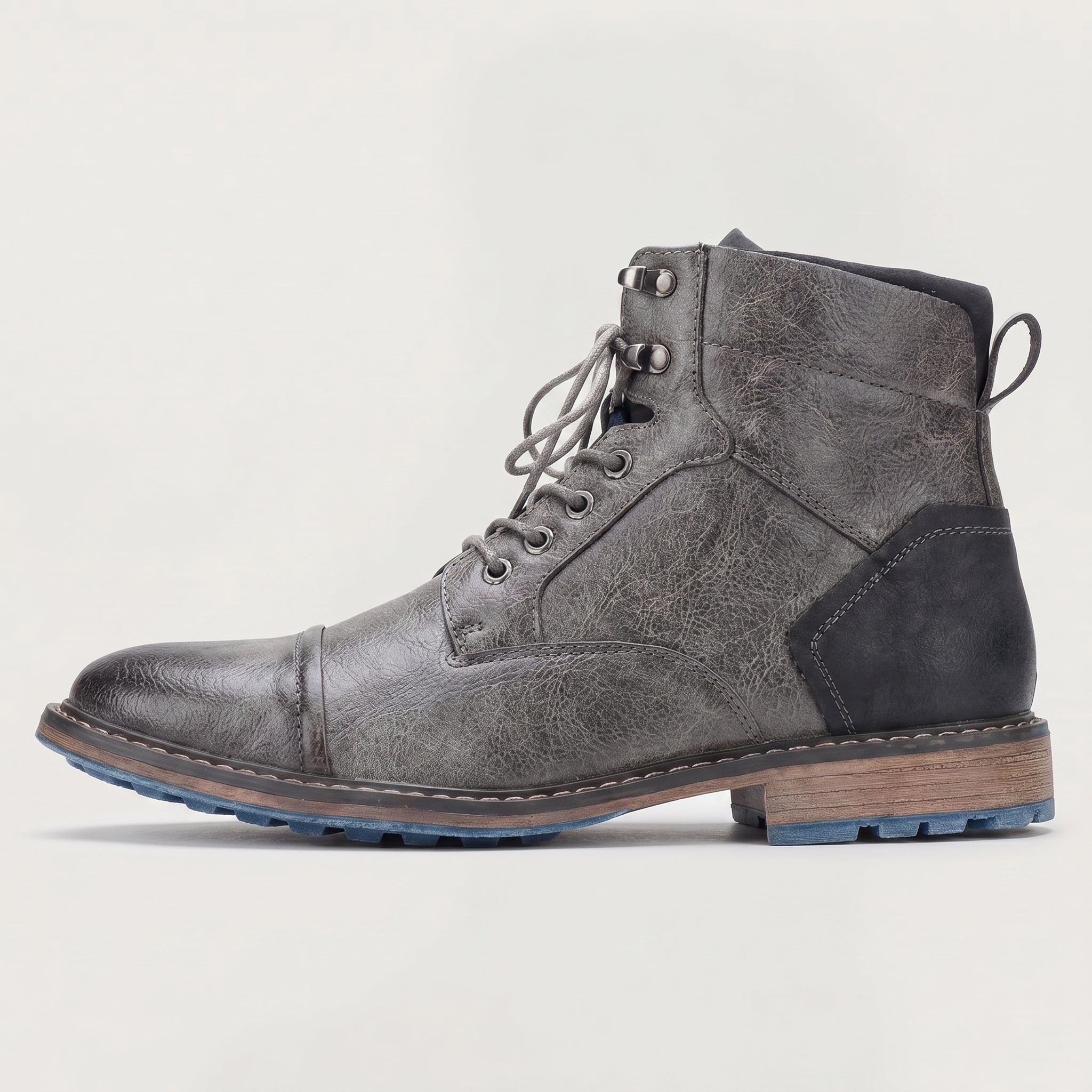 Men’s Rugged Lace Up Ankle Boots - Casual Leather Boots