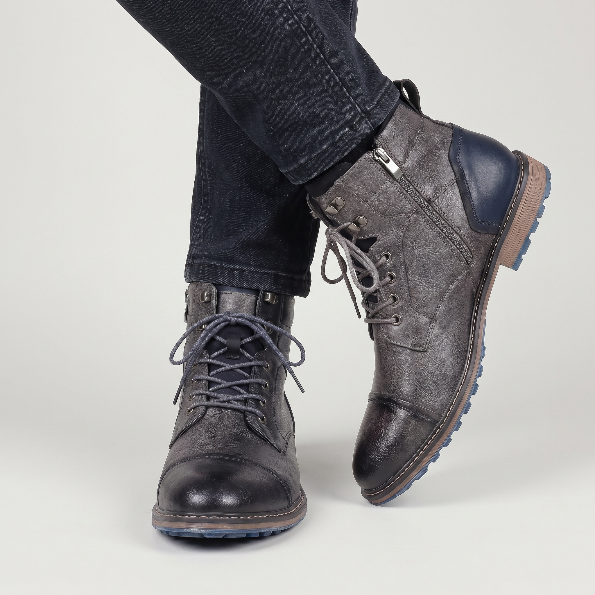 Men’s Rugged Lace Up Ankle Boots - Casual Leather Boots