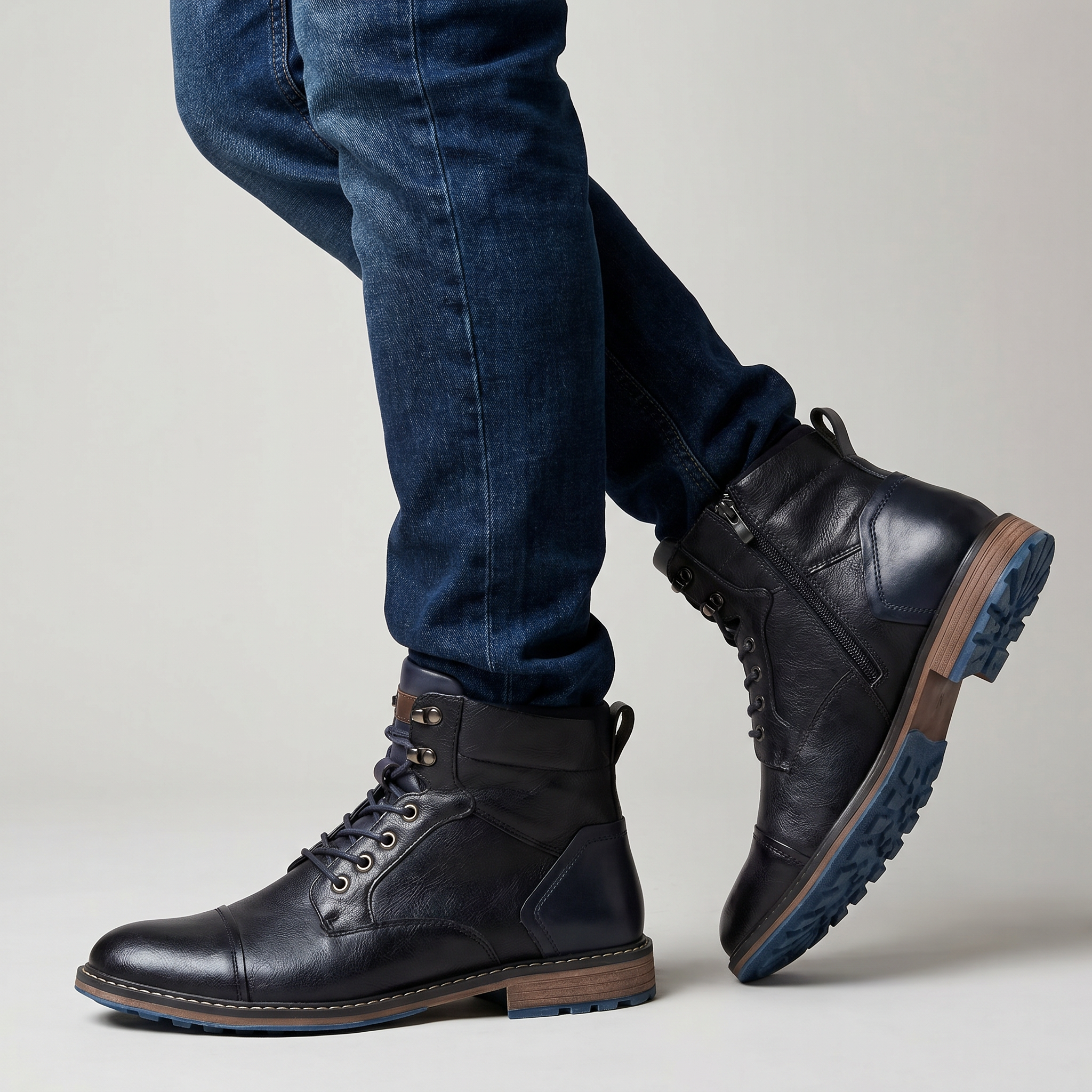 Men’s Rugged Lace Up Ankle Boots - Casual Leather Boots