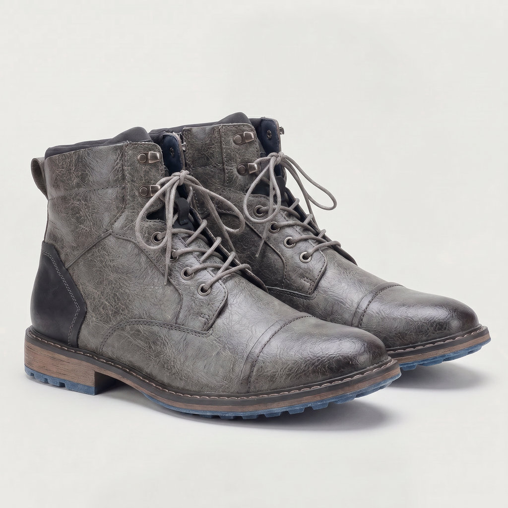 Men’s Rugged Lace Up Ankle Boots - Casual Leather Boots