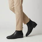 Men’s Smooth Leather Chelsea Boots —  Slip-On Ankle Fit