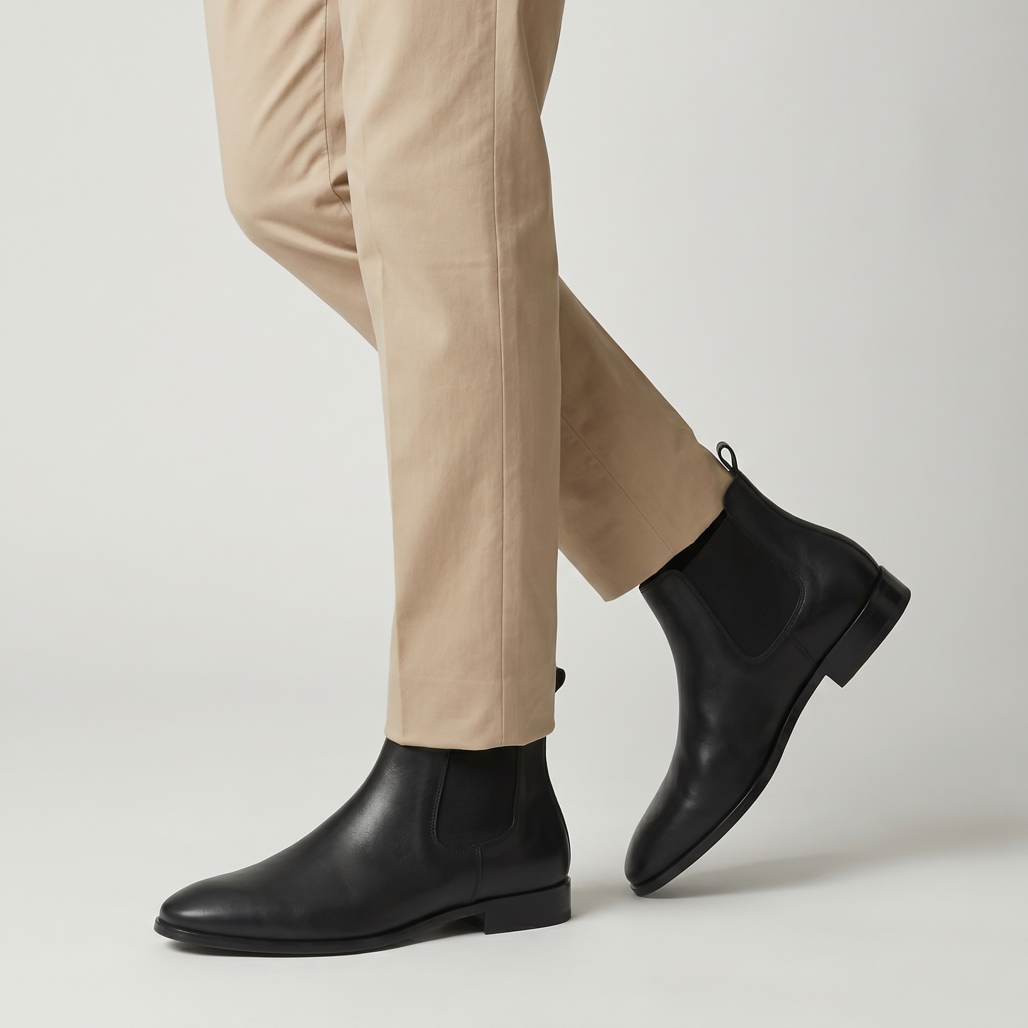 Men’s Smooth Leather Chelsea Boots —  Slip-On Ankle Fit