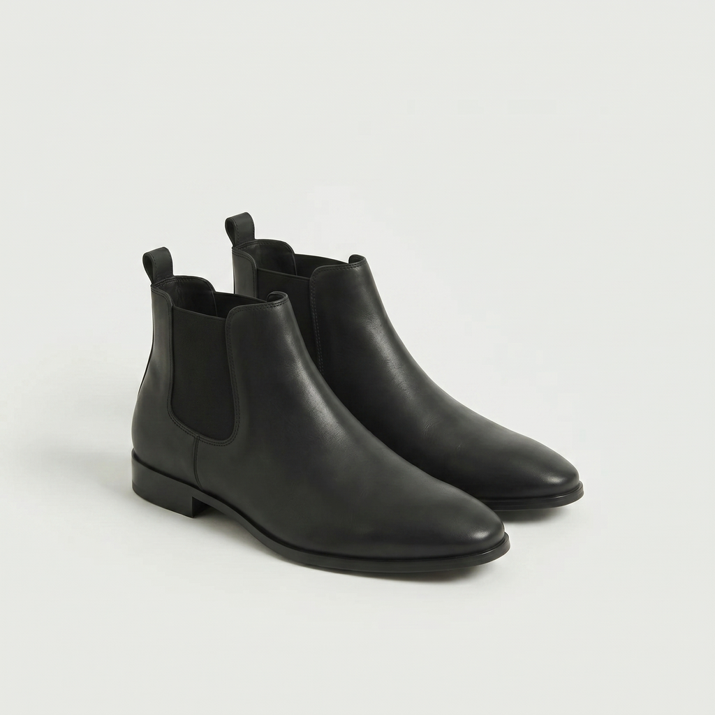 Men’s Smooth Leather Chelsea Boots —  Slip-On Ankle Fit