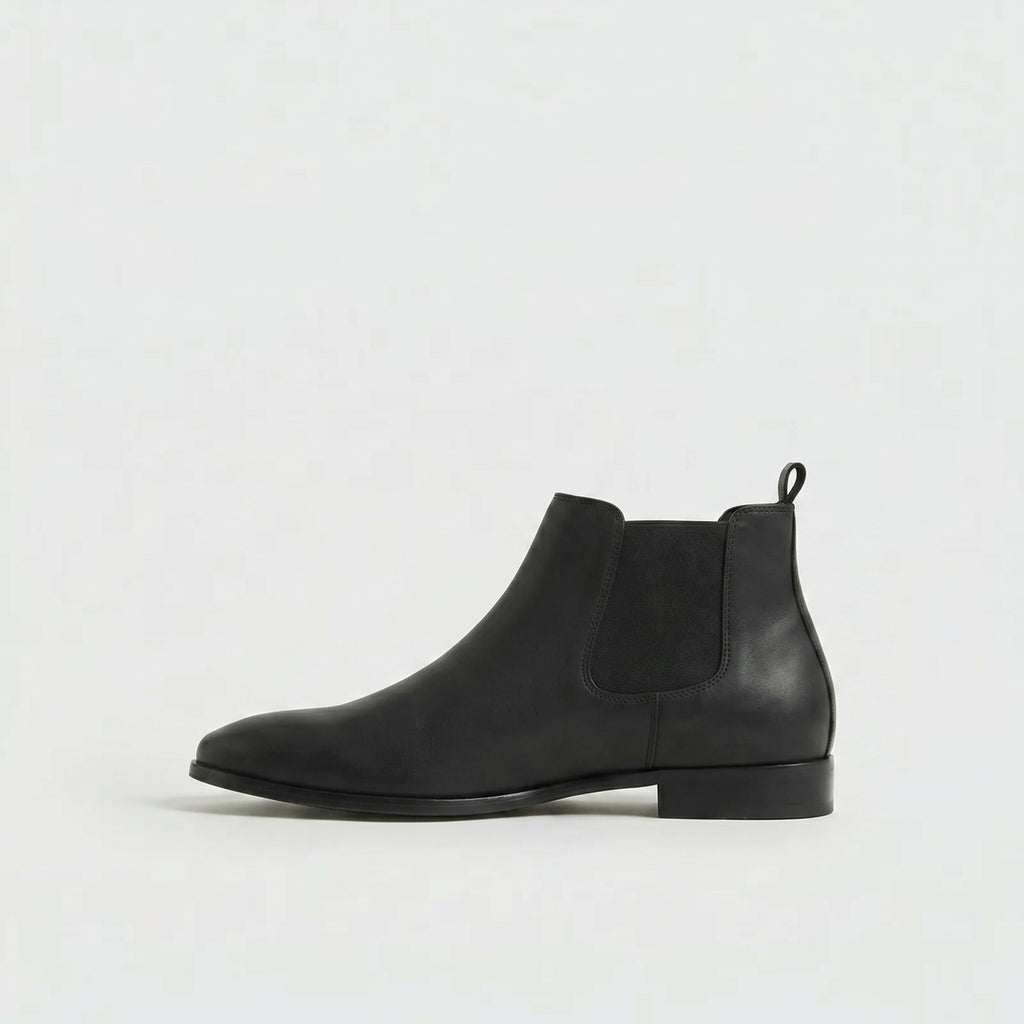Men’s Smooth Leather Chelsea Boots —  Slip-On Ankle Fit