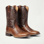 Men’s Square-Toe Western Boots - Pull-On Mid-Calf Cowboy Fit