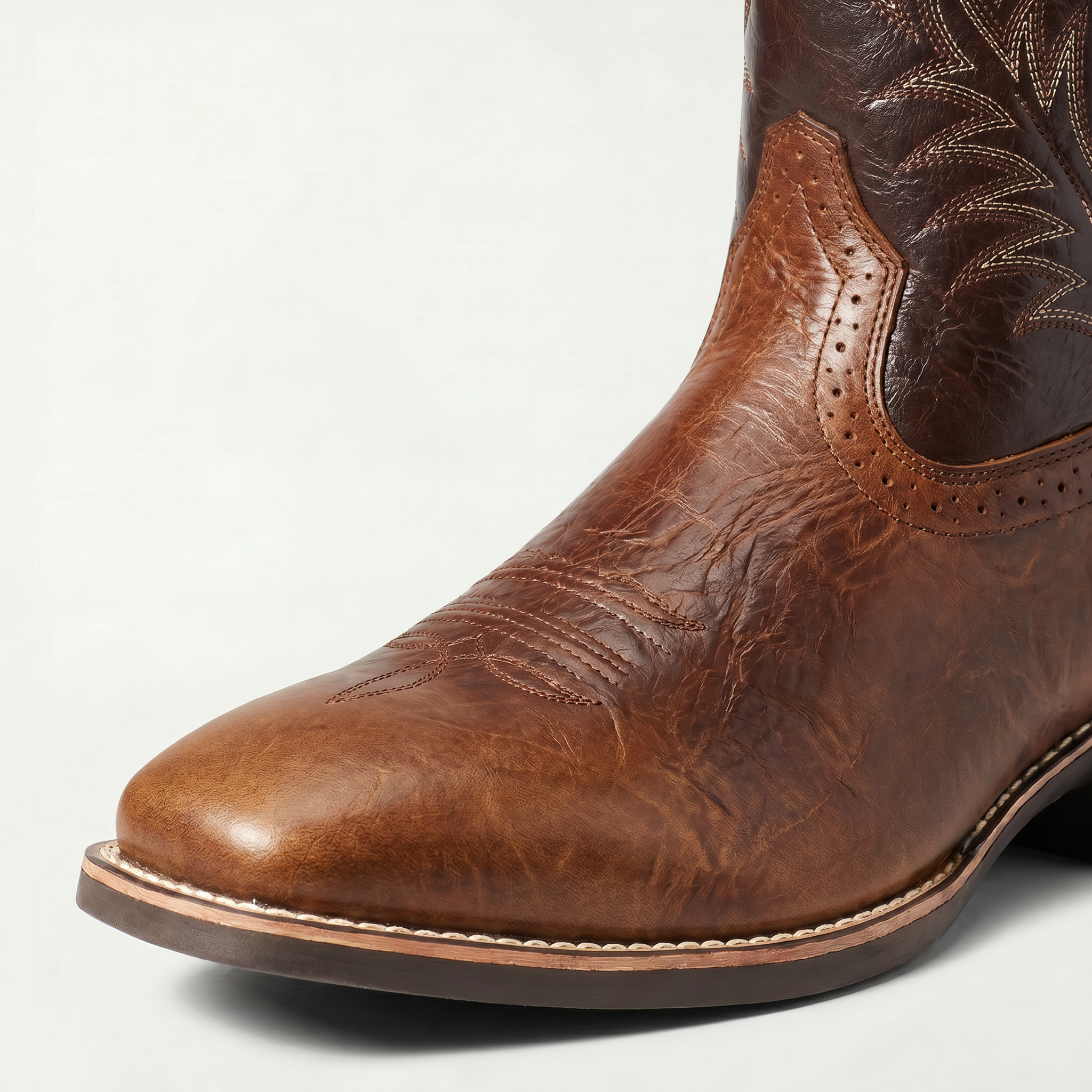 Men’s Square-Toe Western Boots - Pull-On Mid-Calf Cowboy Fit
