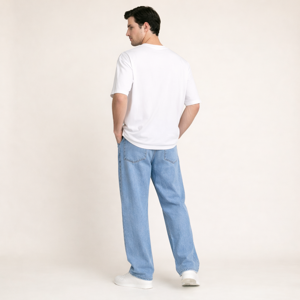Men's Cotton Blend Straight-Leg Denim Jeans