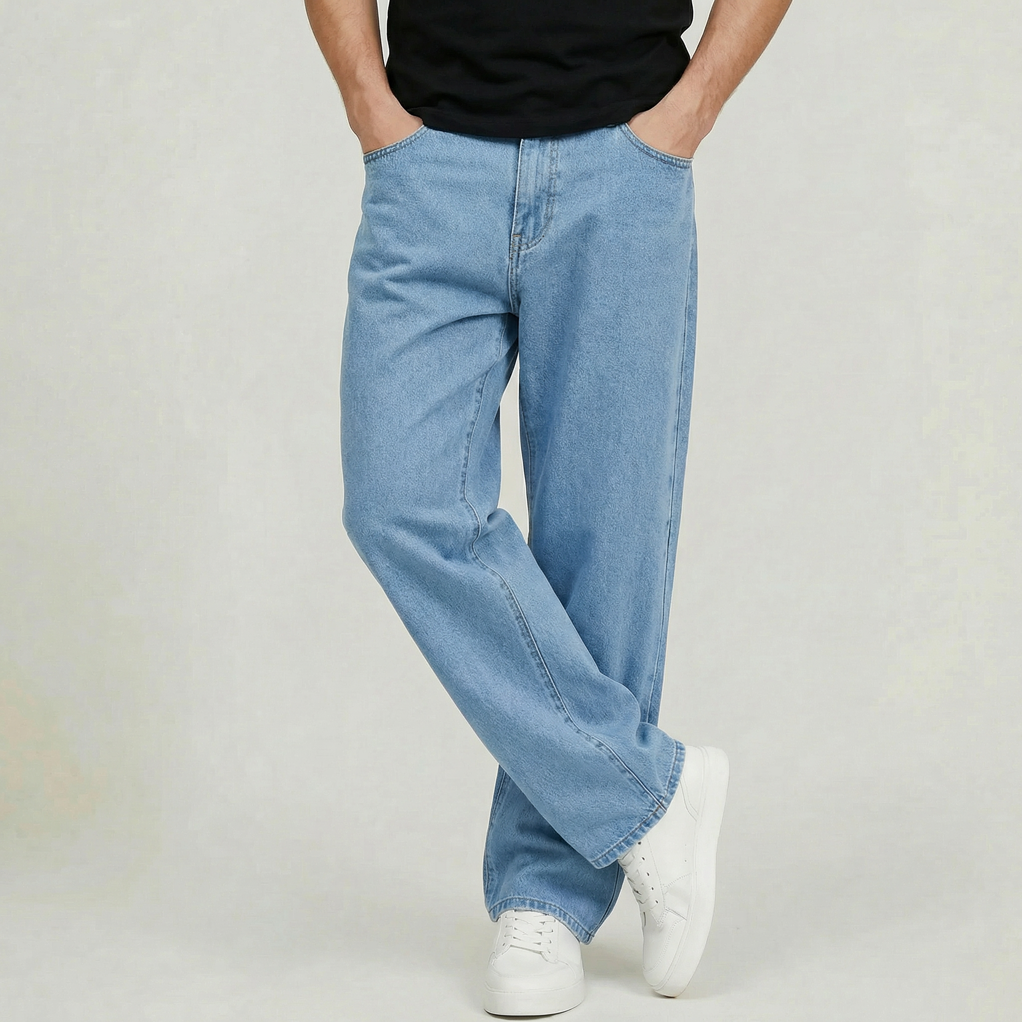 Men's Cotton Blend Straight-Leg Denim Jeans
