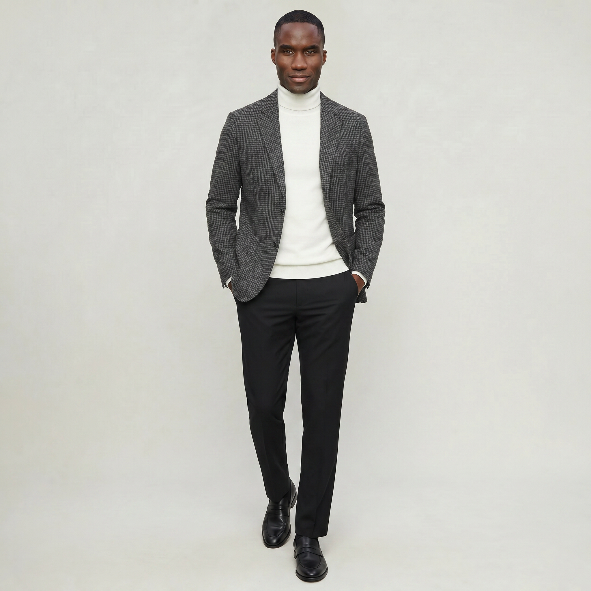 Men’s Textured Tailored Jacket - Smart Casual Wool Look Coat
