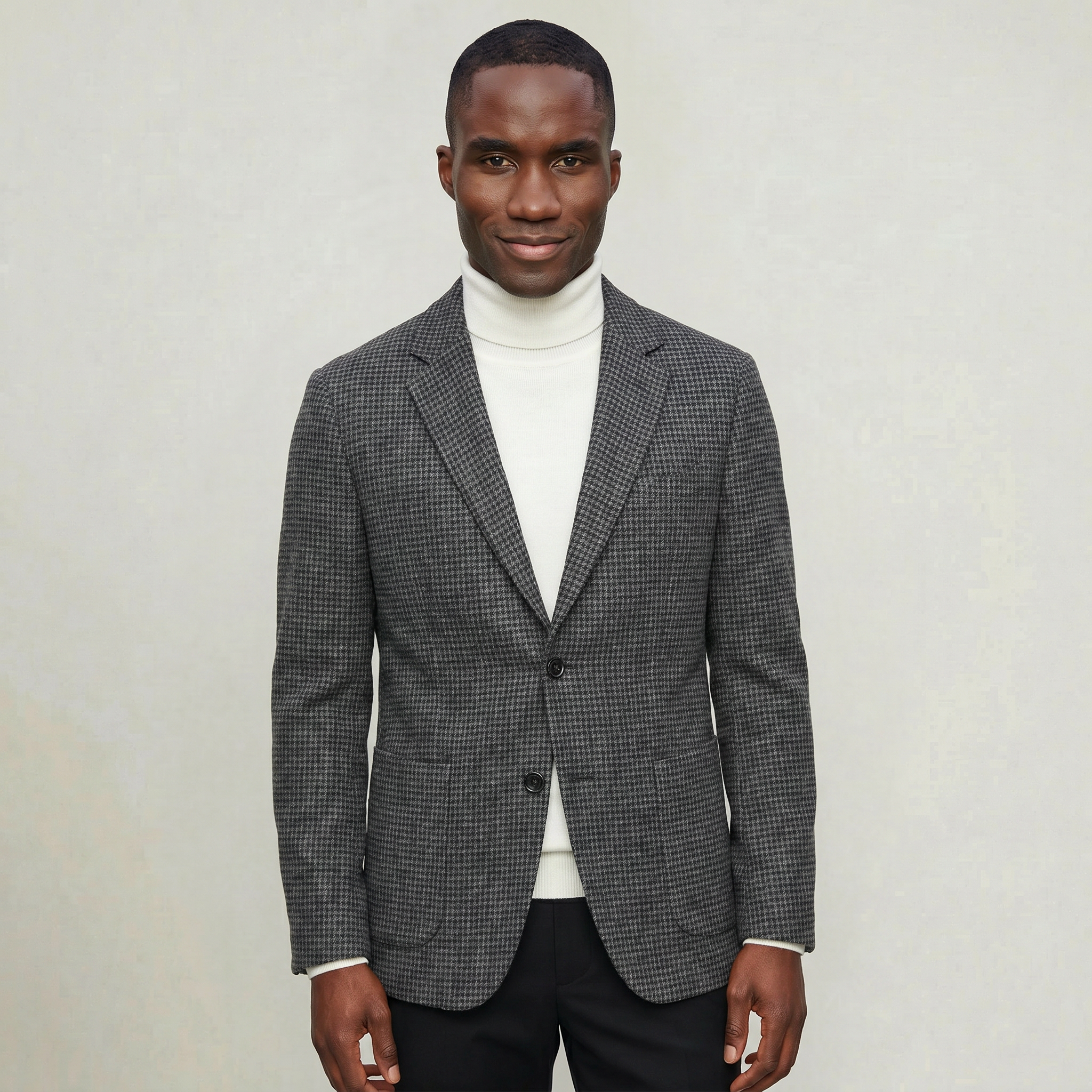 Men’s Textured Tailored Jacket - Smart Casual Wool Look Coat