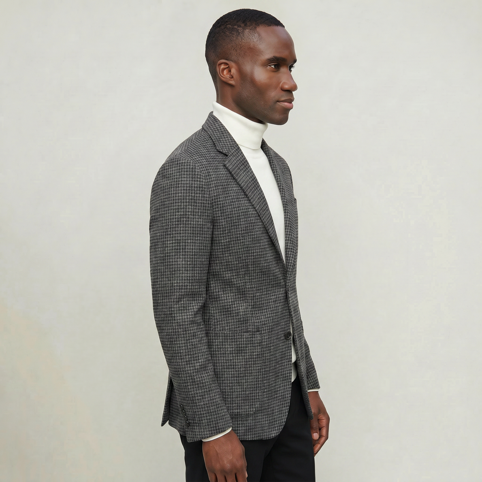 Men’s Textured Tailored Jacket - Smart Casual Wool Look Coat