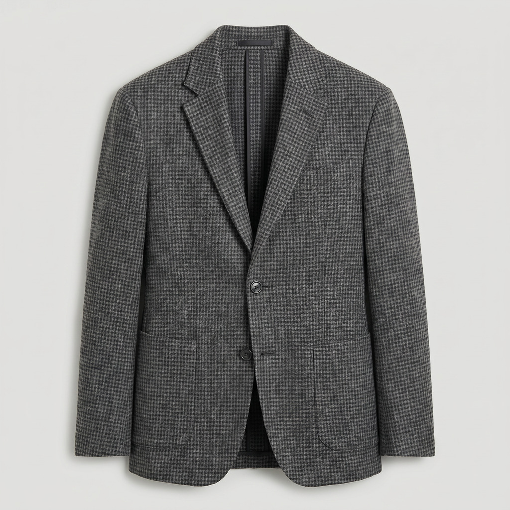 Men’s Textured Tailored Jacket - Smart Casual Wool Look Coat