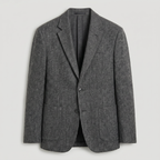 Men’s Textured Tailored Jacket - Smart Casual Wool Look Coat
