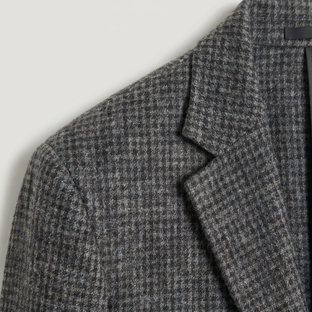 Men’s Textured Tailored Jacket - Smart Casual Wool Look Coat