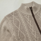 Men’s Knit Zip Jacket - Textured Cardigan Style Regular Fit