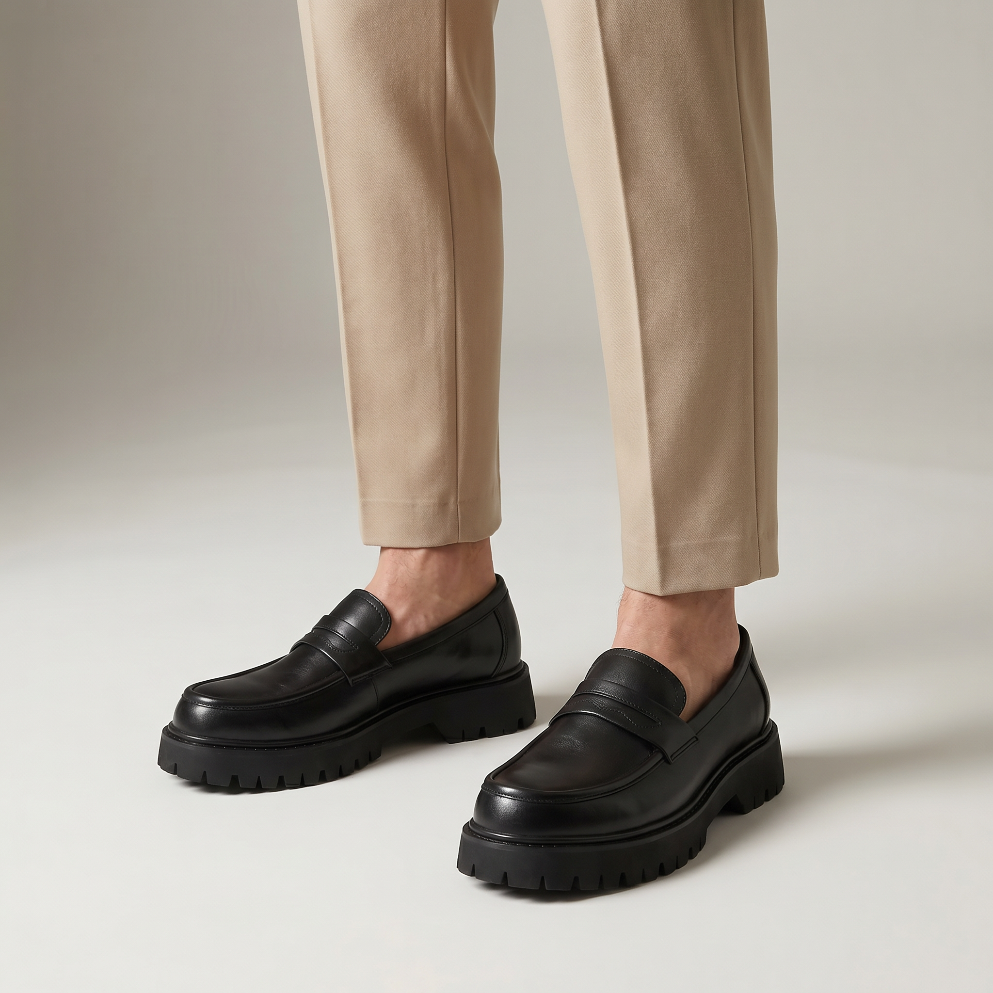 Men’s Chunky Loafers - Thick Sole Slip-On Shoes