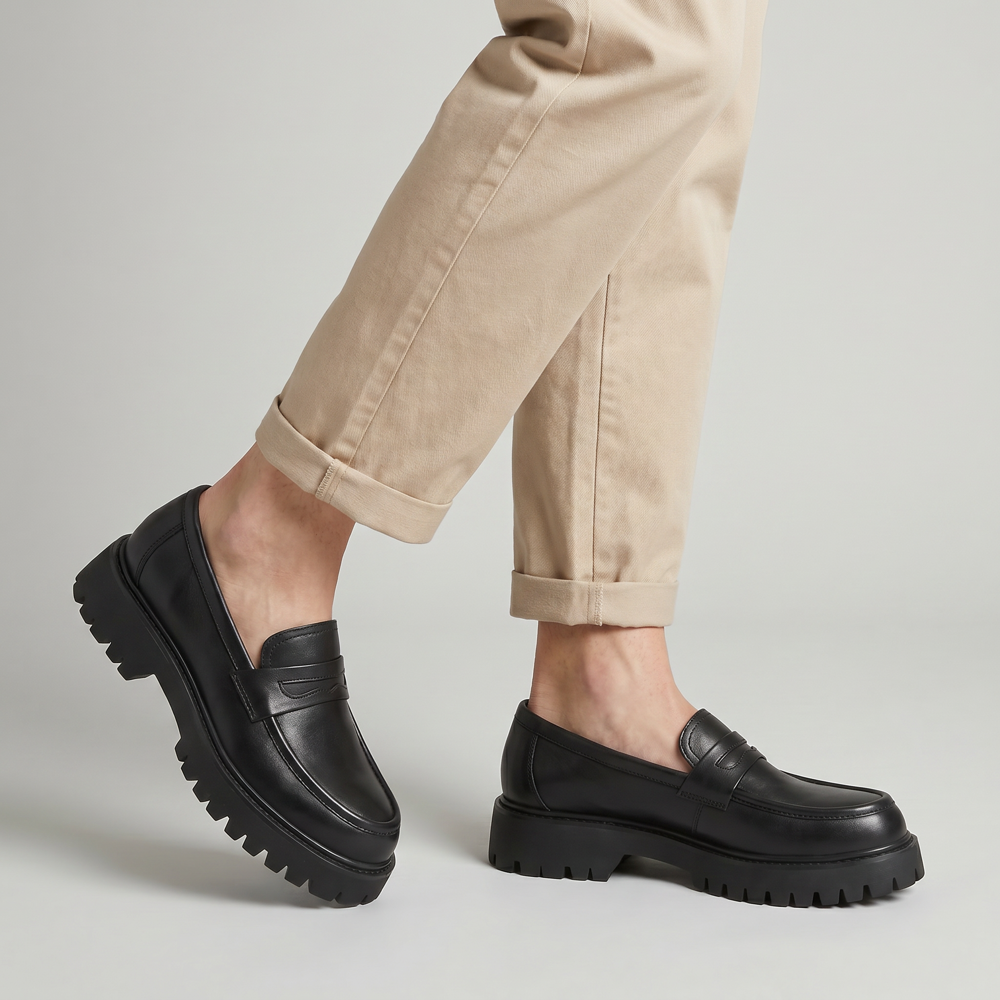 Men’s Chunky Loafers - Thick Sole Slip-On Shoes