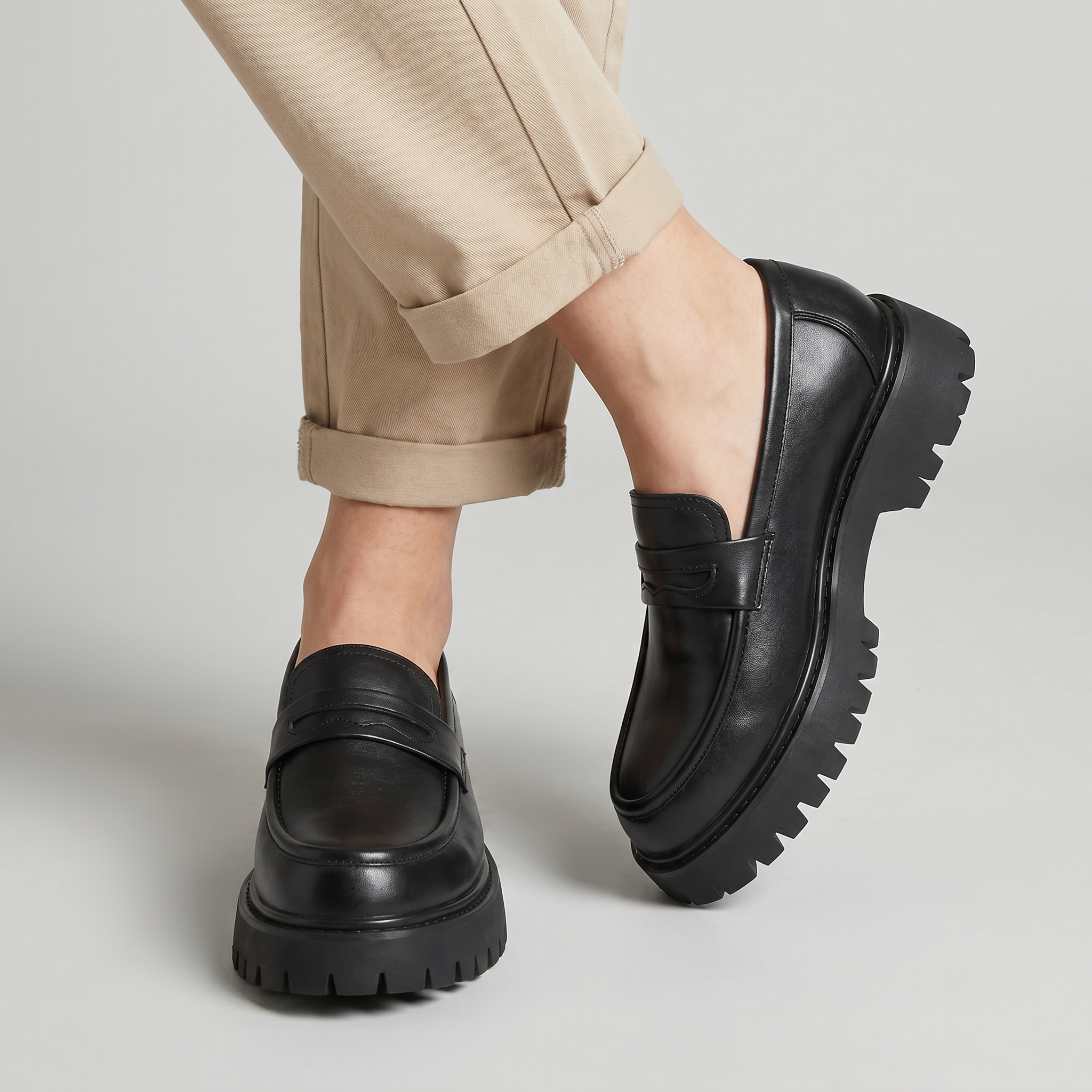 Men’s Chunky Loafers - Thick Sole Slip-On Shoes
