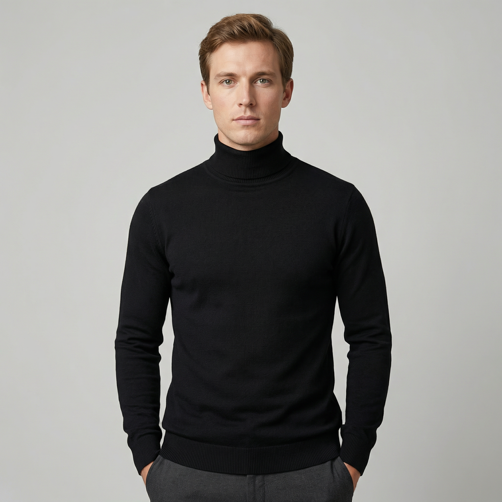 Men's Wool Turtleneck Jumper – Winter Roll Neck Skivvy
