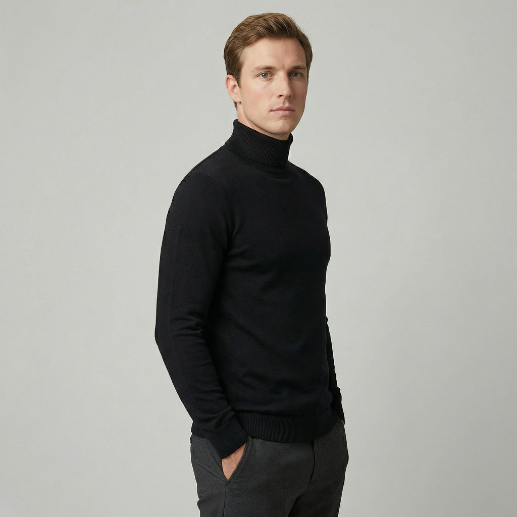 Men's Wool Turtleneck Jumper – Winter Roll Neck Skivvy