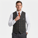 Men’s Tweed Vest - Fitted Waistcoat Wool Fit