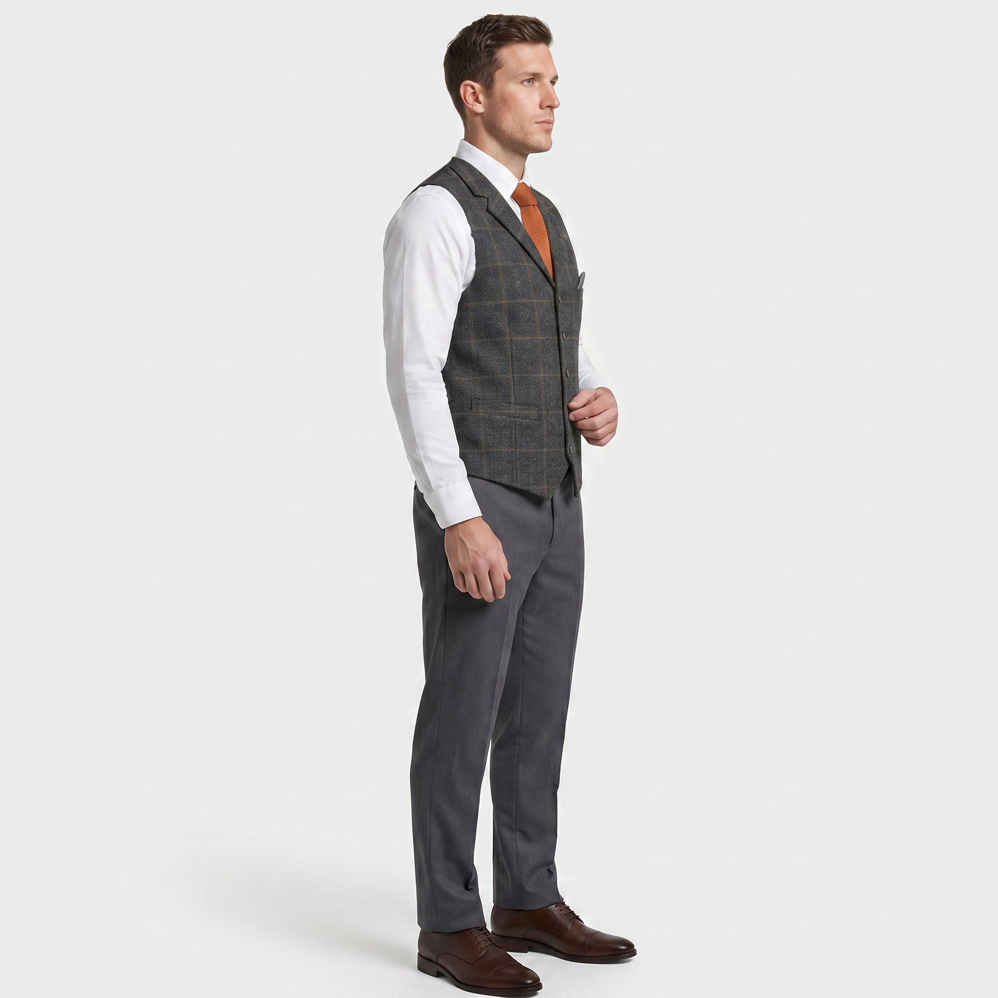 Men’s Tweed Vest - Fitted Waistcoat Wool Fit