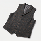 Men’s Tweed Vest - Fitted Waistcoat Wool Fit