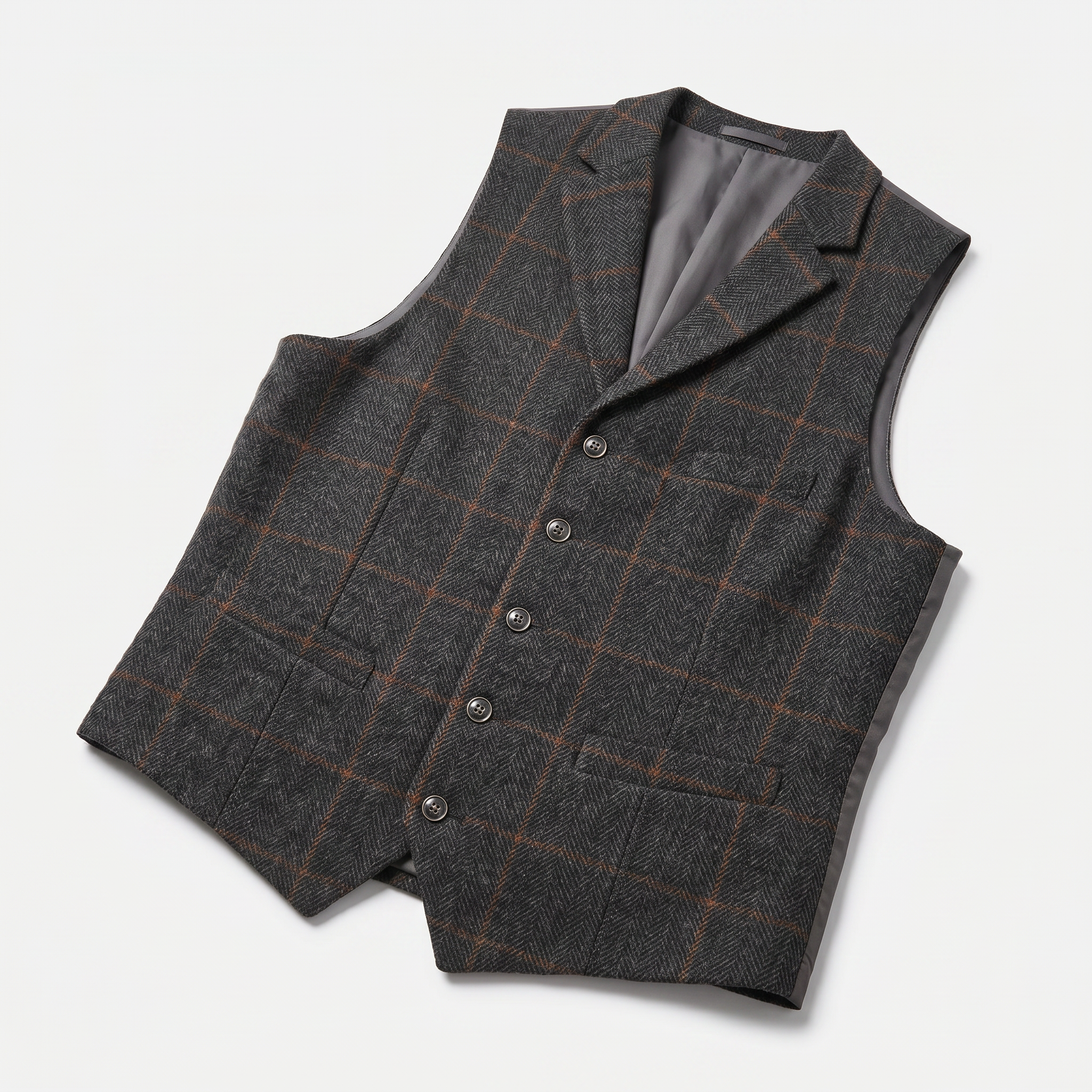 Men’s Tweed Vest - Fitted Waistcoat Wool Fit