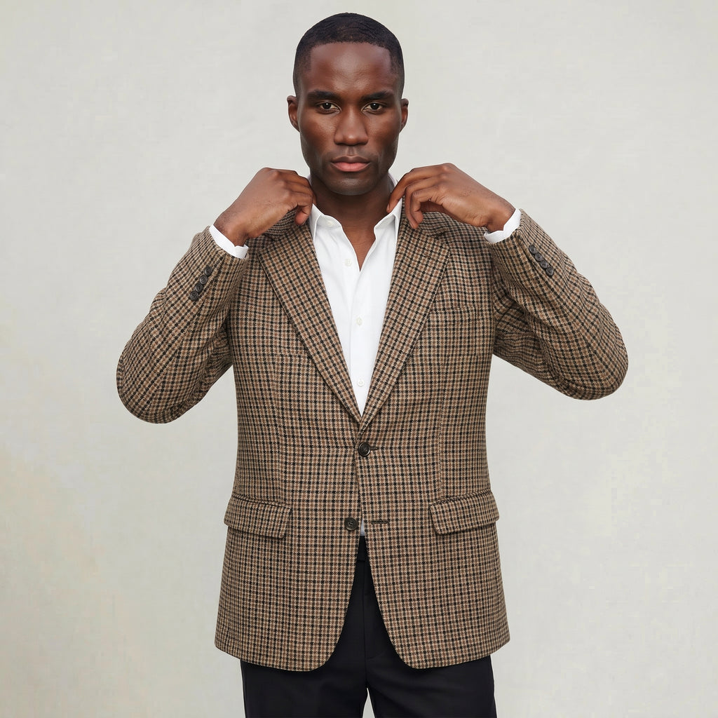 Men’s Check Blazer - Smart Casual Tailored Jacket