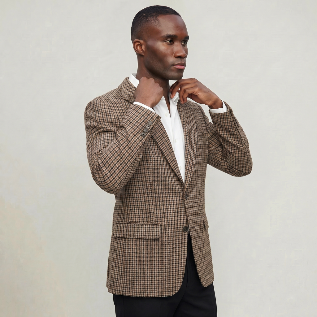 Men’s Check Blazer - Smart Casual Tailored Jacket