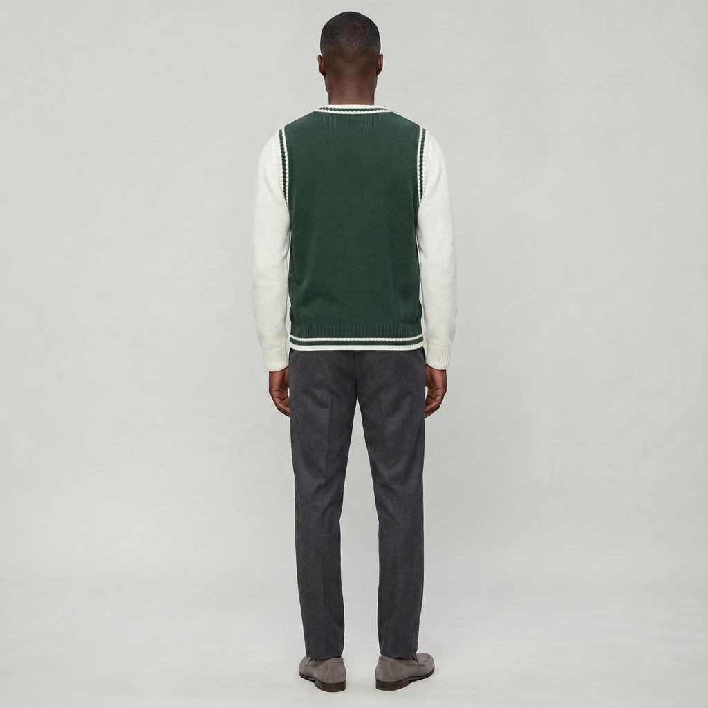 Men’s Cable Knit Sleeveless Vest  - V Neck Sweater