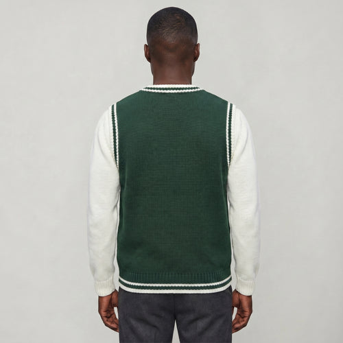 Men’s Cable Knit Sleeveless Vest  - V Neck Sweater