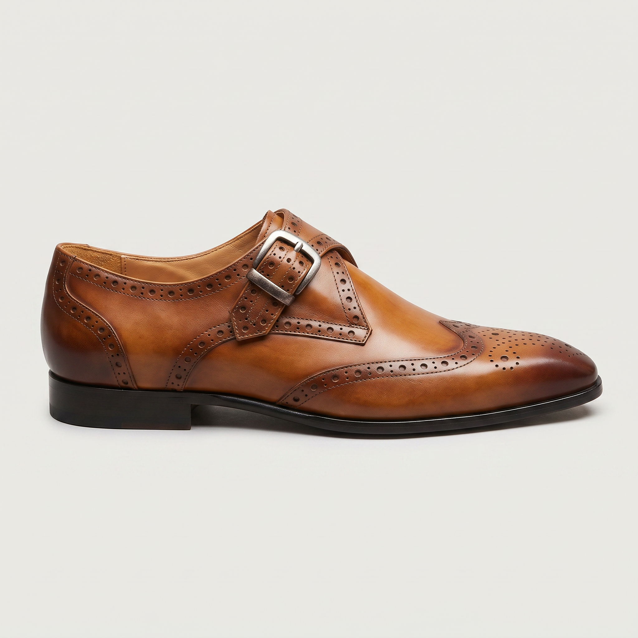 Men’s Wingtip Monk Strap Buckle Shoes