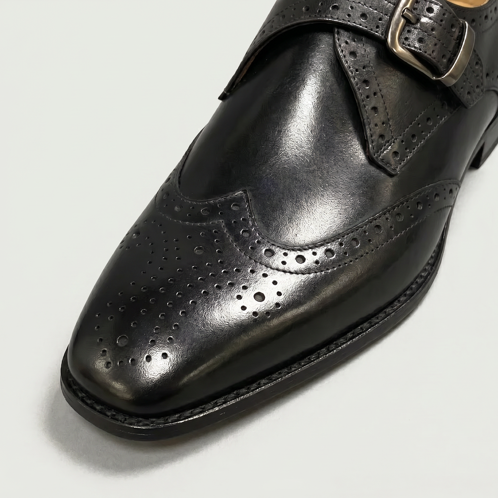 Men’s Wingtip Monk Strap Buckle Shoes