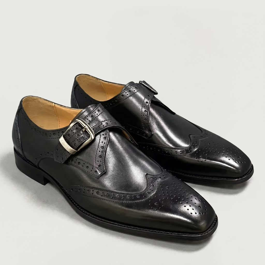 Men’s Wingtip Monk Strap Buckle Shoes