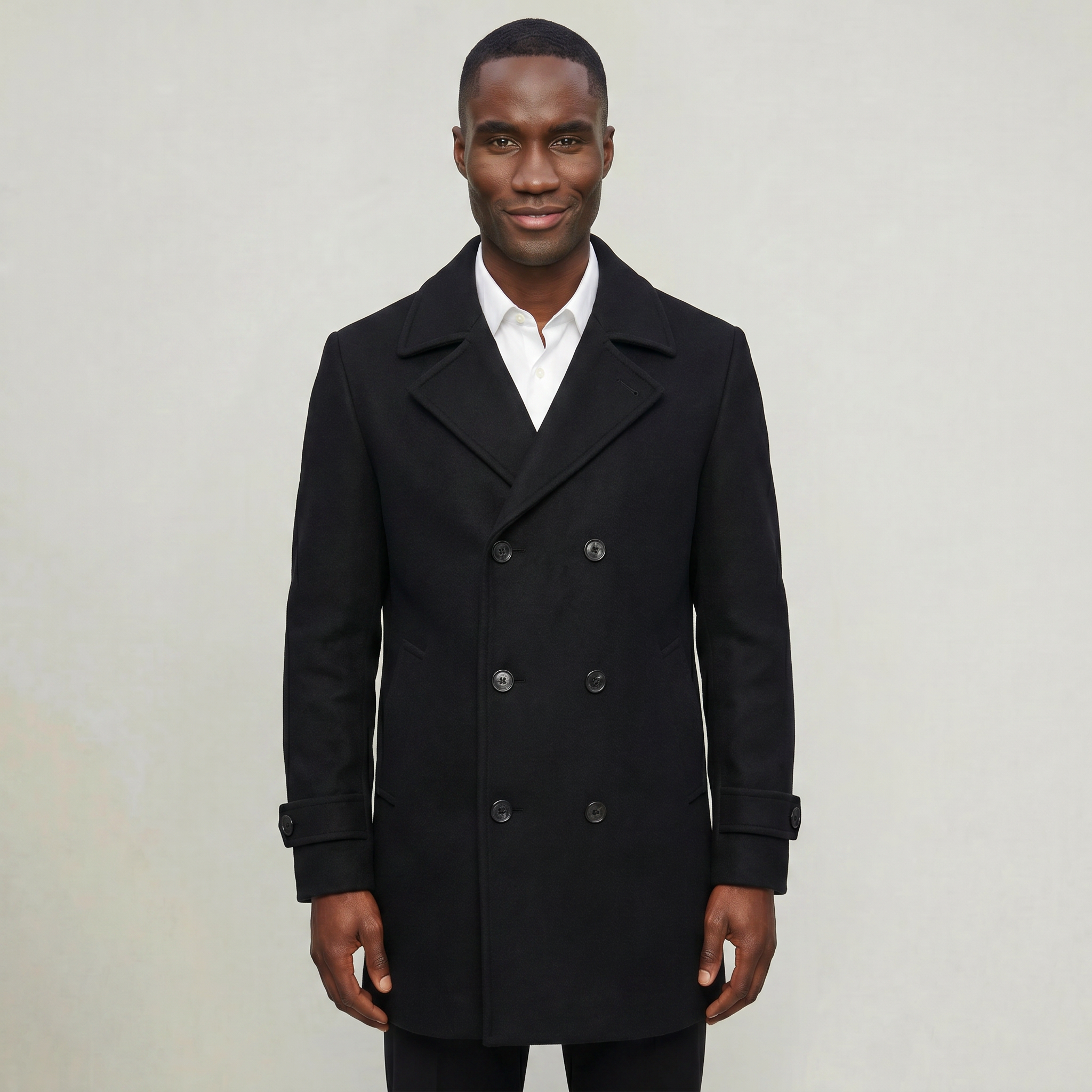 Men’s Wool Blend Overcoat - Double Breasted Tailored Long Coat
