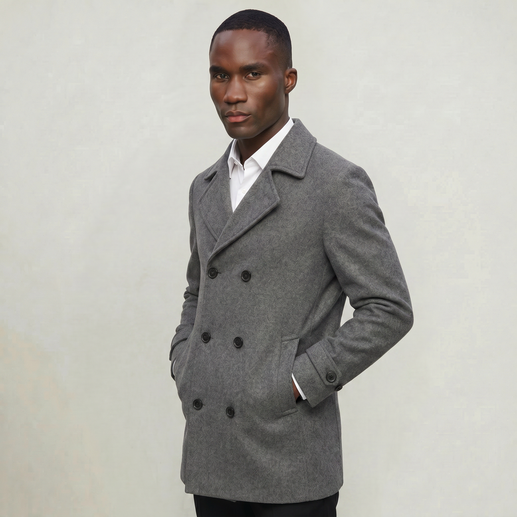 Men’s Wool Blend Overcoat - Double Breasted Tailored Long Coat