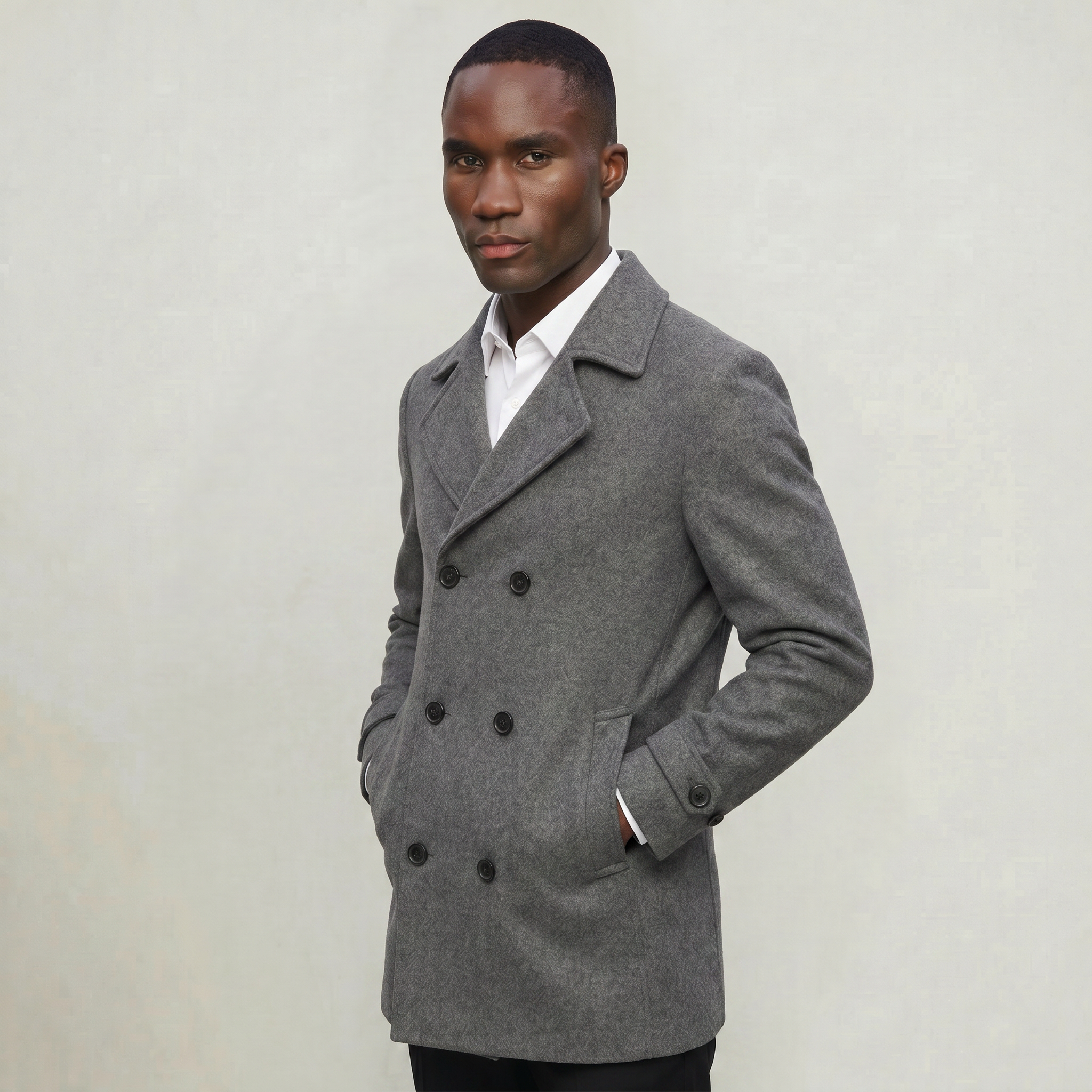 Men’s Wool Blend Overcoat - Double Breasted Tailored Long Coat