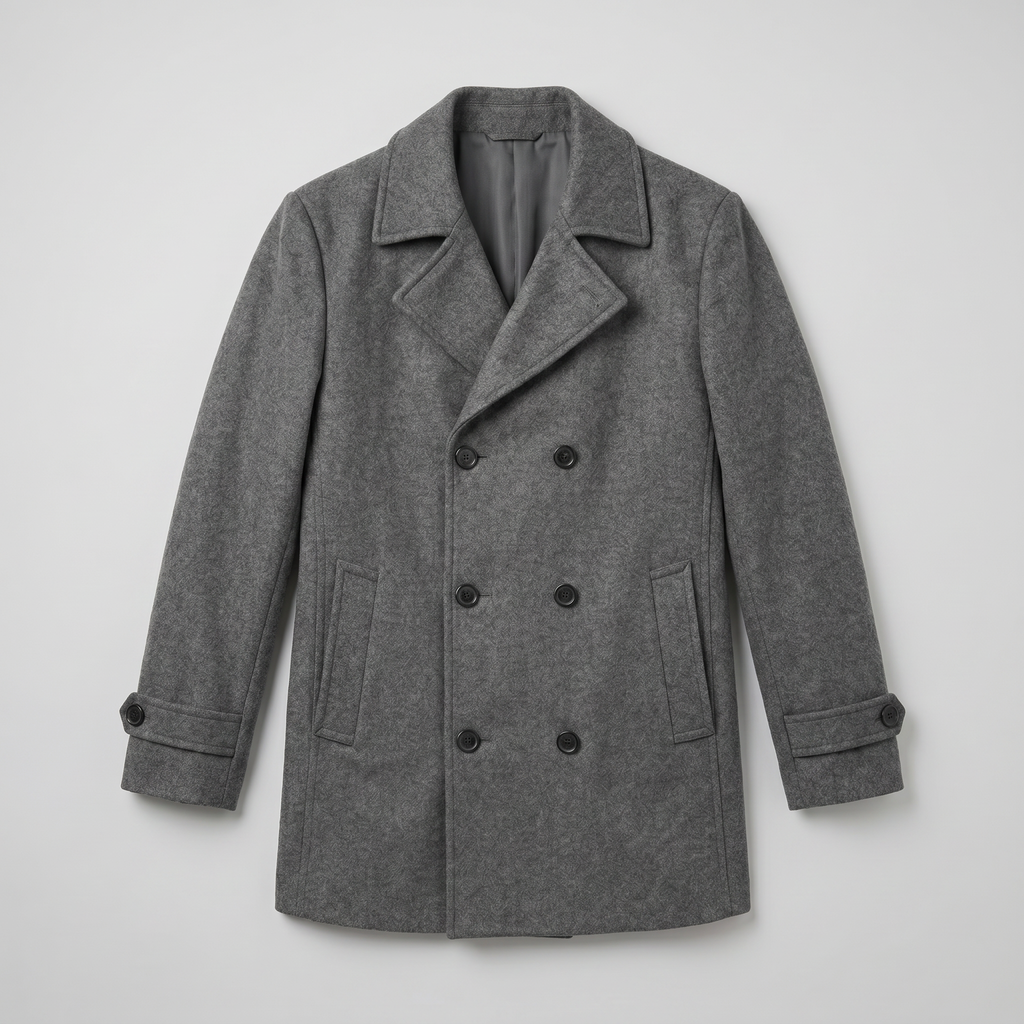 Men’s Wool Blend Overcoat - Double Breasted Tailored Long Coat