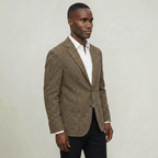 Men’s Wool Tweed Blazer - Single Breasted Smart Casual Suit Jacket