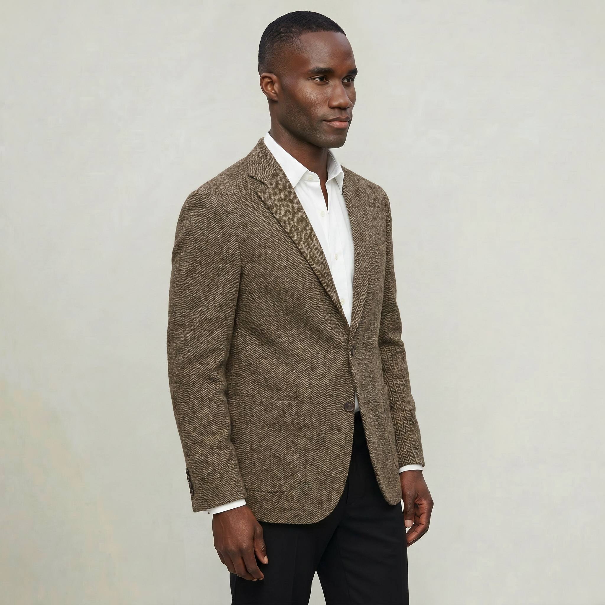 Men’s Wool Tweed Blazer - Single Breasted Smart Casual Suit Jacket